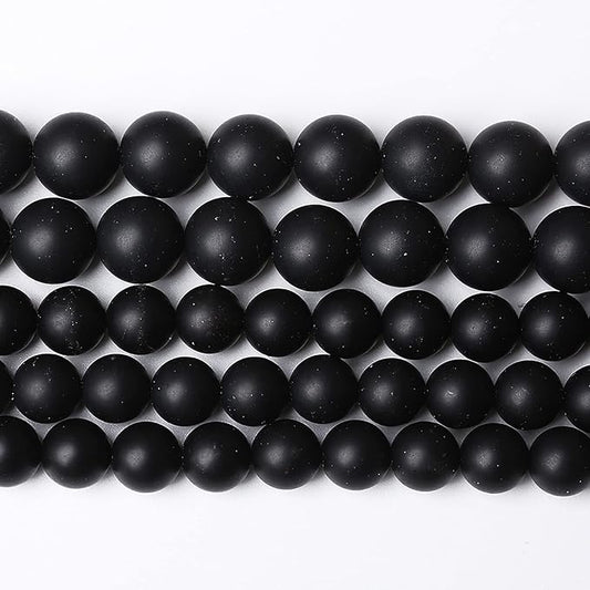 90pcs 4mm Matte Natural Black Agate Onyx Beads Round Loose Beads for Jewelry Making DIY Bracelets Crystal Energy Healing Power Stone (4mm, Matte Black Agate)