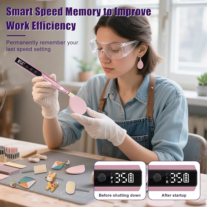 WECLAYER Polymer Clay Polishing Kit,Electric Clay Drill,Cordless Rotary Tool Kit,35-Speed Adjustable,Jewelry Making Kit,79pcs Clay Tool & Accessories for Polymer Clay Molds, Drilling,Sanding,Grinding