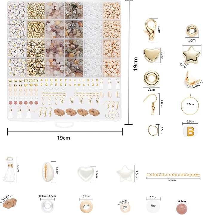 Xylise DIY Jewelry Making Kit, 1000+ Beads with Letters, Turquoise and Pearl Beads, Gold Charms, Bracelet Supplies (Light Purple)