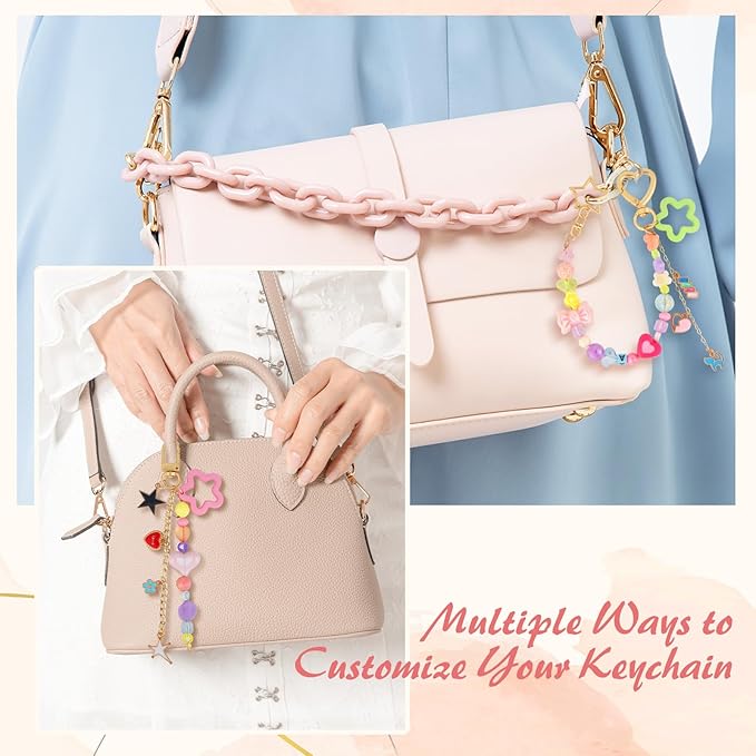 Ecoofor Keychain Making Kit 354pcs - Bag Charm Kit with 136 Charms, 25 Extender Chains, 20 Keychain Clips, Beading Accessories ＆ Jewelry Pliers - DIY Crafting and Jewelry Making for Adults & Kids