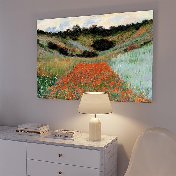 40+ Monet Famous Print Posters Poppy Field in A Hollow near Giverny by Claude Monet Impressionism Canvas Art Poster And Wall Art Picture Print Modern Family Bedroom Decor Posters Frame 24×36inch(60×90