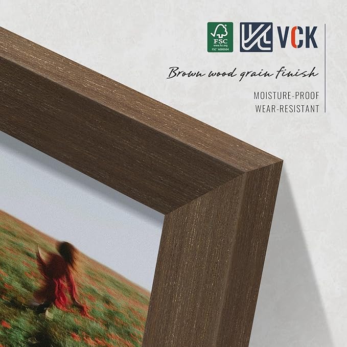 VCK 16x20 Brown Poster Frames 3 Pack, High-End Wood Wide Border Picture Frame,Multi-Directional Display Family Photos, Office Prints, Studio/Gallery/Home Artwork