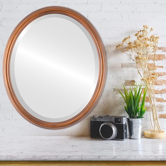 OVALCREST Oval Beveled Wall Mirror for Home Decor - Saratoga Style - Sunset Gold - 18x22 Outside Dimensions