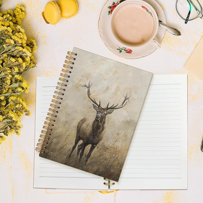 MOFUYU Vintage Journal Notebook,Cottagecore Notebook Journal for Work Office School Student Teacher,Hardcover Spiral Notebook,Journal for Women 5.5x8.3 Inch