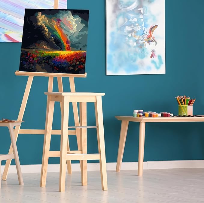 CSZPPQAF Paint by Numbers Kit for Adults Beginner, Rainbow Wildflowers Paint by Number Kits on Canvas, DIY Easy Acrylic Watercolor Oil Painting by Numbers for Home Wall Decor 16X16inch