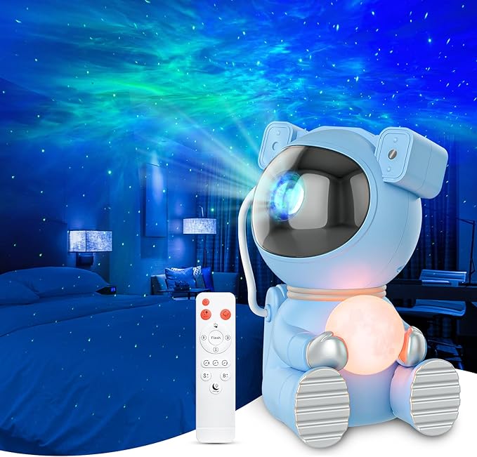Astronaut Galaxy Projector, Star Projector with Timer and Remote, Night Light with Moon Lamp, LED Nebula Lamp for Kids Adults, Room Decor Gift (Blue Pro)