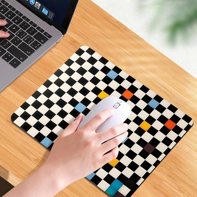 Old Skoo Retro Checkerboard Texture Mouse pad, Square Waterproof and Anti Slip Mouse pad for Office laptops