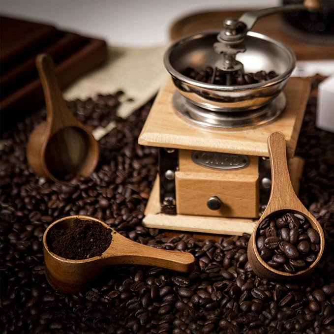 40 ml 4 Pack Acacia Wood Coffee Scoops, Small Wooden Coffee Spoons for Jars and Containers, Set of 4 Tablespoon Bean Scoop, Cute Coffee Beans Measuring Scoop for Cooking, Bath Salt.