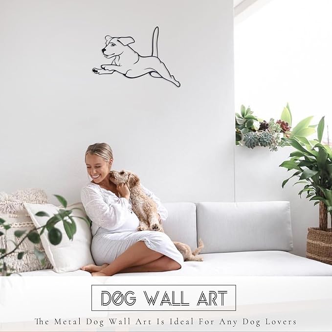 TYLCC Black Metal Dog Wall Decor Minimalist Abstract Dog Wall Art Line Drawing Art for Living Room Bedroom Decorations (Running)