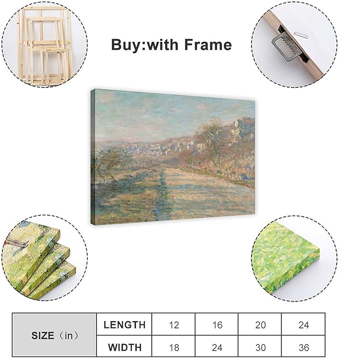 CFIOZYOS 40+ Monet Famous Print Posters Road of La Roche-Guyon by Claude Monet Impressionism Art Wall Decoration Poster Family Bar Restaurant Garage Cafe Art Print Gift Frame 24×36inch(60×90cm)