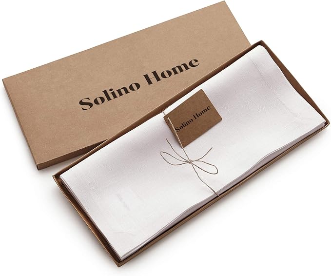 Solino Home Linen Table Runner 48 Inches - 100% Pure Linen White Table Runner 14 x 48 Inch Ideal for Dresser and Coffee Tables - Winter, Spring, Easter, Valentines - Diana Medium Weight