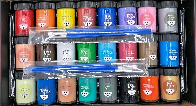 Acrylic Paint Set for Kids & Adults - Non Toxic Rich Pigments Artist Quality Great Color Jars Set for Professional Painting on Canvas, Wood, Fabric and More (24 Colors (0.8 Ounce Each)) MD-A11