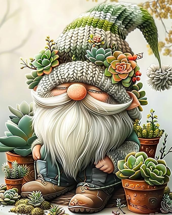 Easy Paint by Numbers Kit for Adults Beginner, Gnome Adult Paint by Number Kits on Canvas, DIY Painting with Numbers for Adults, Acrylic Simple Oil Paint by Number Kits for Home Wall Decor 16x20 In