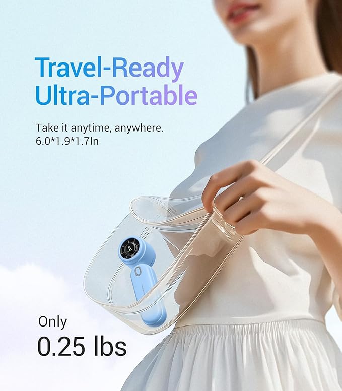 Diveblues High-Speed Portable Handheld Turbo Fan, USB Rechargeable Battery Powered, Small Portable Pocket Fan for Travel, Outdoor, Home, Office, Concerts, Lash, Gift for Women(Blue)