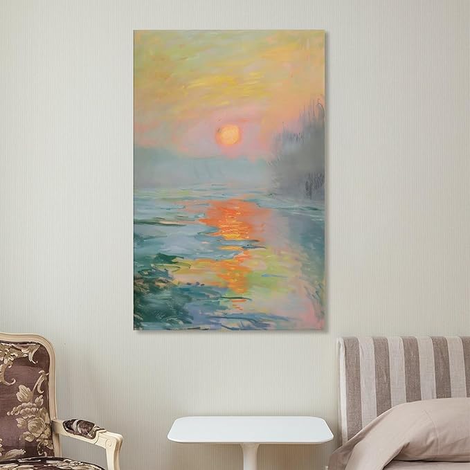 Vintage Canvas Wall Art Monet Impressionist Oil Painting Print Sunrise Living Room Decor_upscayl_4x_realesrgan-x4plus Print Photo Art Painting Canvas Poster Home Decorative Bedroom Modern Decor Poster