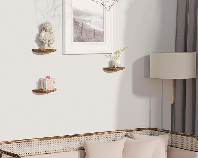 Solid Wood Half Round Rustic Floating Shelves, Natural Wood Wall Shelves, Elevate Your Space. Perfect for Living Rooms, Bathrooms, Bedrooms, Offices, Children's Rooms,Pictures Plants Books