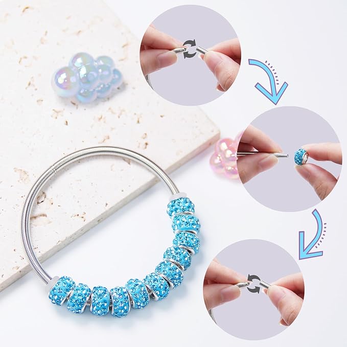 Exway 20 Pcs Expandable Charm Bangle Bracelets Sliver Charm Bracelets Adjustable Spring Bracelet Kit for Crafts DIY Women Jewelry Making