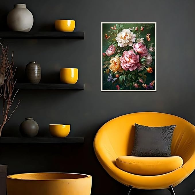 Banket Paint by Numbers Kit for Adults Beginner Flowers DIY Painting Kits for Adults Butterfly Easy Adult Paint by Number Kits on Canvas Color by Numbers for Gifts Home Wall Decor 16x20 Inch