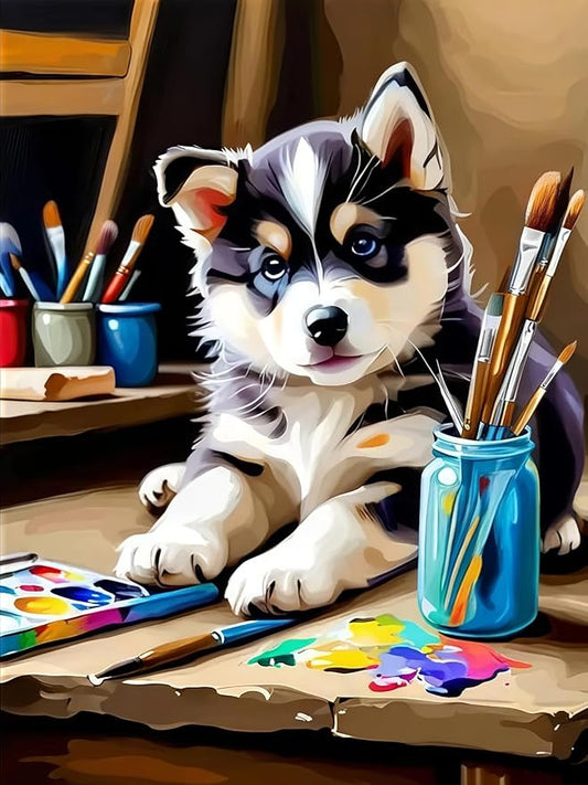 BYGFHLYW Dog Paint by Numbers Kit for Adults Beginners, Animal Theme Easy Adult Paint by Number Kits On Canvas, DIY Acrylic Watercolor Oil Paint by Number for Adults for Home Wall Decor 16X20 Inch