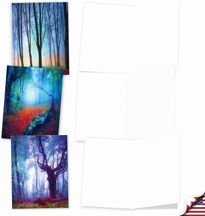 The Best Card Company - 20 Landscape Nature Note Cards Blank (4 x 5.12 Inch) (10 Designs, 2 Each) - Extreme Colors AM3178OCB-B2x10