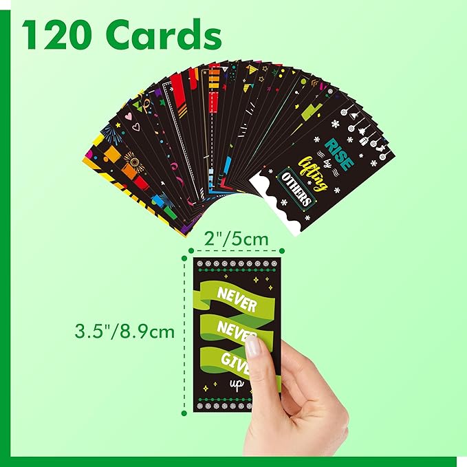 Gethelud 120 PCS Motivational Cards, 30 Designs Inspirational Cards with PET Film for Primary Middle High Reading Students, Book Lovers (2” x 3.5”)