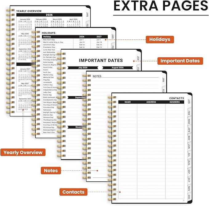 2026 Planner, Weekly and Monthly Calendar Planner for Women, Jan 2026 - Dec 2026, Hardcover Planning Agenda book with Tabs, Spiral Bound, Inner Pocket, Perfect for School Office Supplies, 6.3" x 8.5" - Mystic Mushrooms