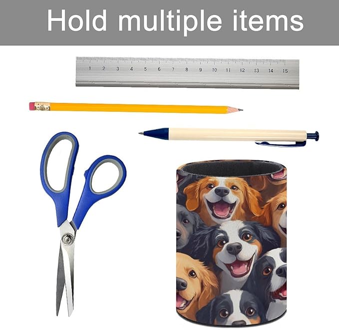 Fashion Pencil Pen Holder Cup, Waterproof Office Supplies, Waterproof Multifunctional Office Supplies Cartoon Selfie Dog