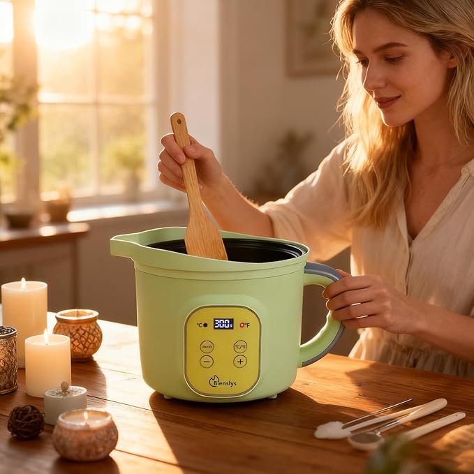 Bienslys Digital Wax Melter Pot, 1.6Qts Electric Candle & Soap Making Warmer with Adjustable Thermostat (90-300°F), Non-Stick Coating & Drip-Free Spout - for Wax Melting, Candle Making, DIY Crafts