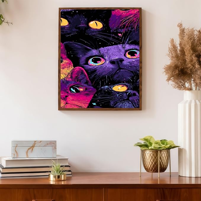 Mosaflare Paint by Numbers for Adults Beginner, Colorful Cat Face Adult Paint by Number Kits on Canvas, DIY Acrylic Oil Easy Painting by Numbers for Home Wall Decor 16X20 inch (Without Frame)