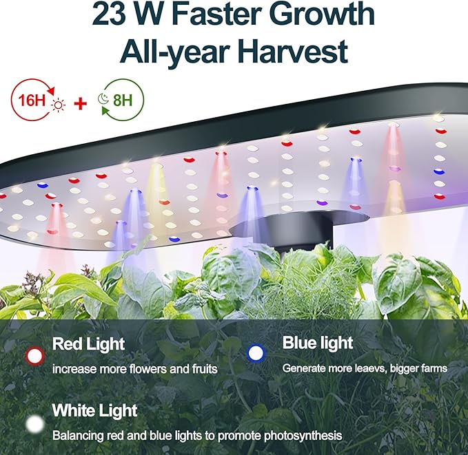 Indoor Garden Hydroponics Growing System12 Pods Plant Germination Kit Aeroponic Herb Vegetable Growth Lamp Countertop with LED Grow Light Hydrophonic Planter Grower Automatic Water Circulation (Black)