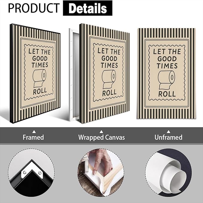 Let The Good Times Roll Funny Bathroom Wall Art Posters Aesthetic Family Room Decor 8X12 in Unframed
