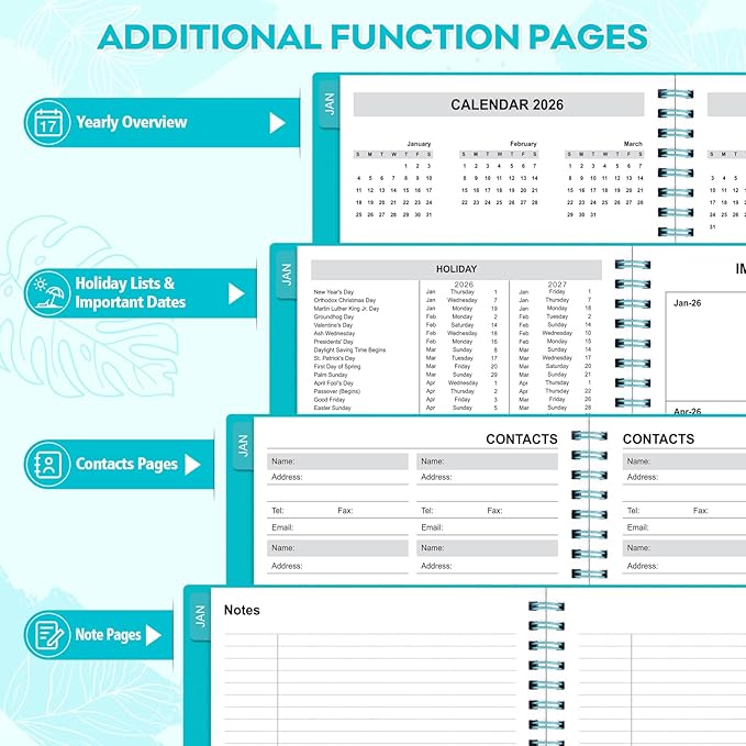 2026 Planner – 2026 Planner Weekly and Monthly: Jan. 2026 - Dec. 2026, 5.5" x 8.2", 2026 Calendar Planner with Monthly Tabs, Flexible Cover, Thick Paper, Inner Pocket for School Office Supplies(Green)