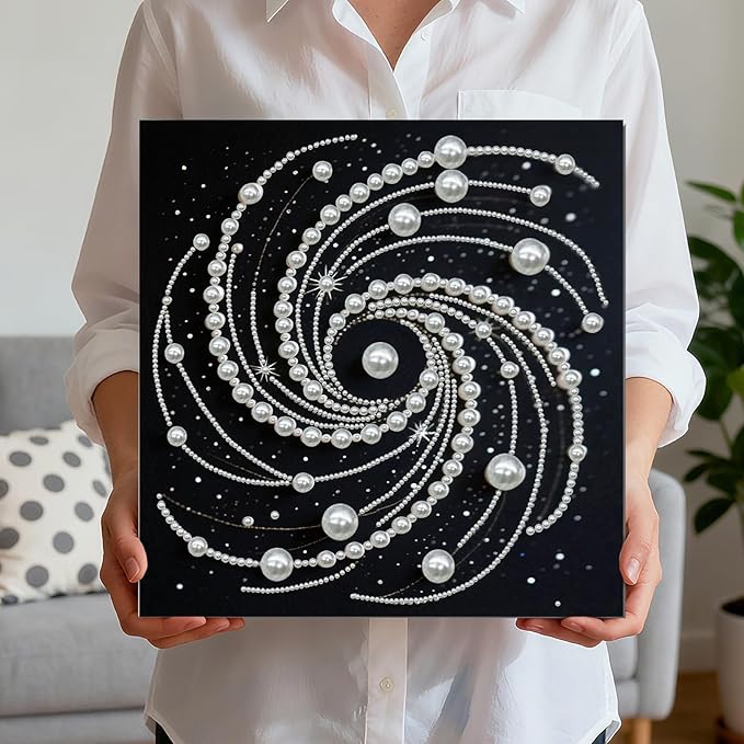 DIY Pearl Painting Kit with Wooden Frame, 3D Plastic Pearl Gemstone Ocean Art Craft for Adults Beginners, Diamond Art Kits for Adults, Home Wall Decor Ready Gift for Women(Vortex)(30 * 30cm)