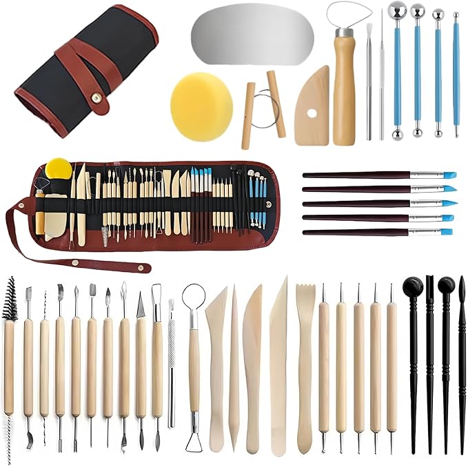 Clay Sculpting Tools Kit, 43PCS Pottery Clay Tools Kit for Adults, Pottery Craft, Dotting, Baking, Carving, Drawing, Molding, Modeling