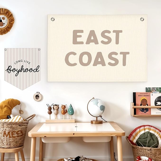 Lacama Coastal Nursery Boho Room Decor,Vintage East Coast wall art Banner, Coastal Cowgirl Wall Art Aesthetic Trendy Wall Art Dorm Decor For College Girls Canvas Banner 30x20 Inch