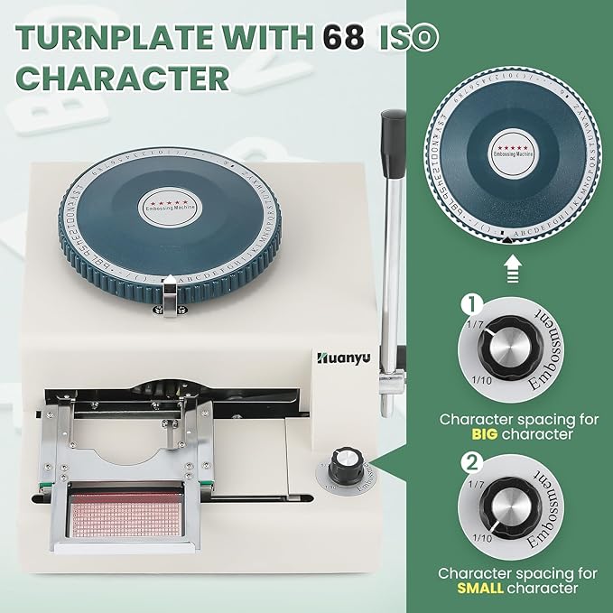 Huanyu PVC Card Embosser 68 Characters Manual Embossing Machine Credit ID VIP Code Gift Card Printer Letterpress Stamping Print Machine
