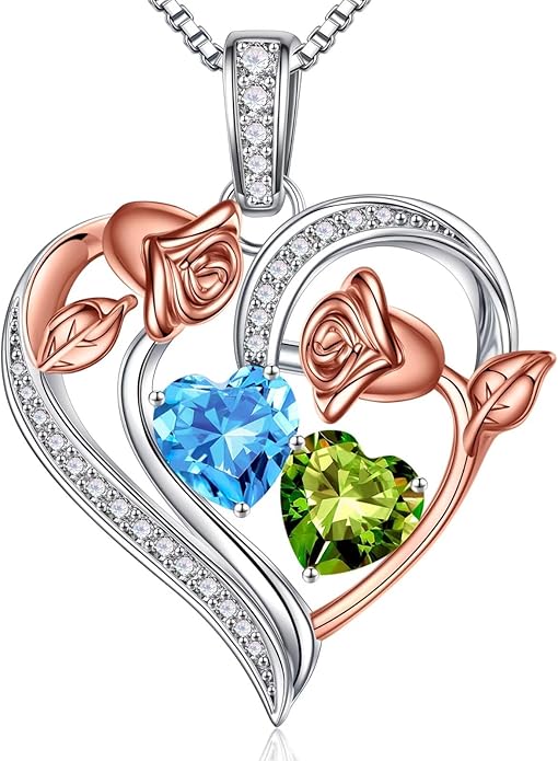 Iefil Christmas Gifts for Women Wife - 925 Sterling Silver Rose Heart Necklace, Stocking Stuffers for Women, Anniversary Birthday Gifts for Wife Girlfriend Mom