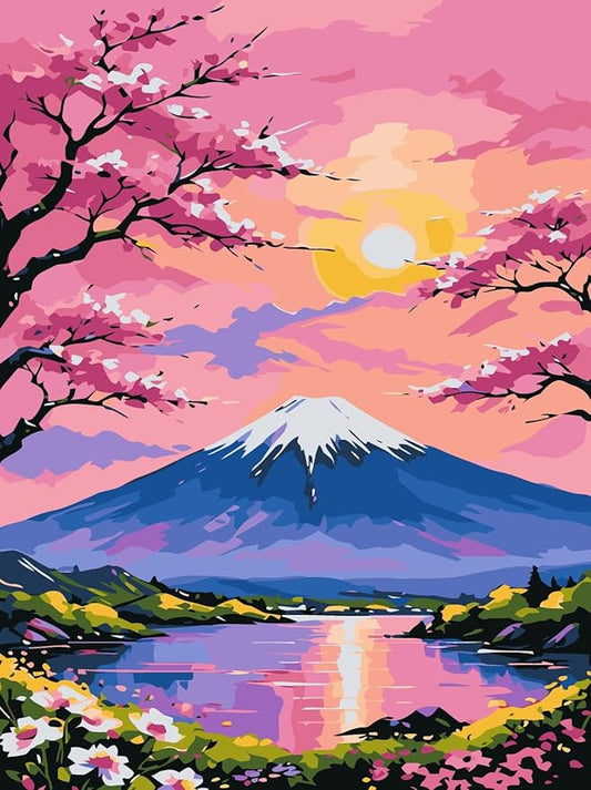 CSZPPQAF Paint by Numbers Kit for Adults Beginner, Cherry Blossom Paint by Number Kits on Canvas, DIY Easy Acrylic Watercolor Oil Painting by Numbers for Home Wall Decor 12X16inch