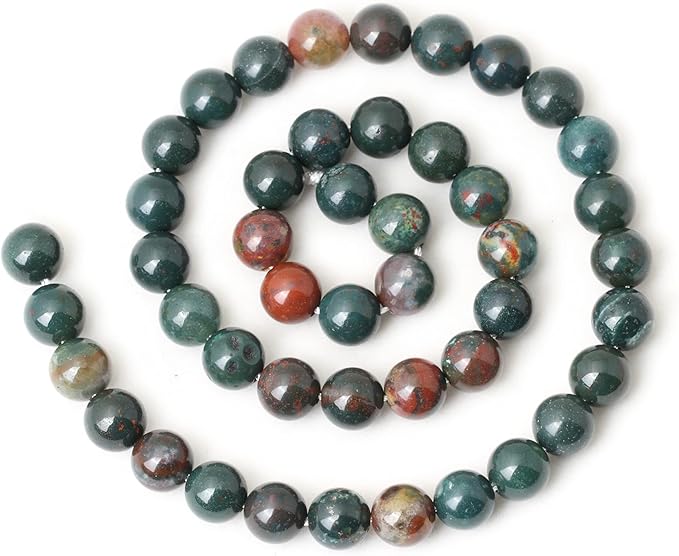 45PCS 8mm Natural Indian Bloodstone Round Loose Beads for Jewelry Making DIY Bracelet Necklace Materials 1 Strand 15"