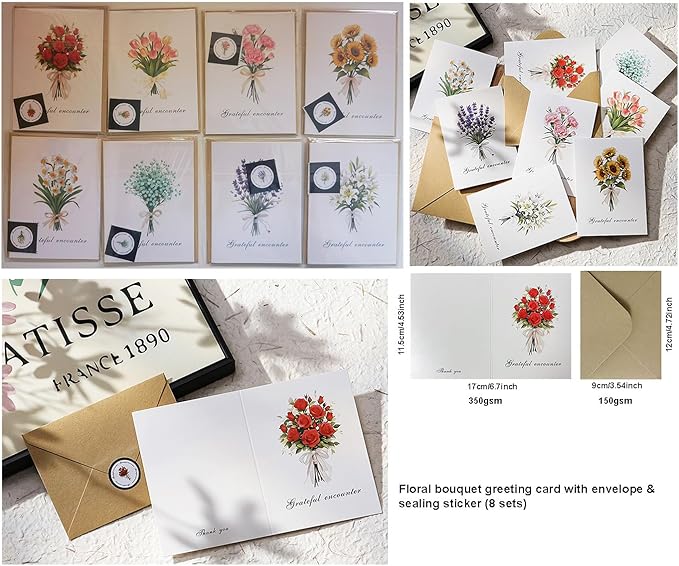 Family Greeting Cards Set 54-in-1, Art Postcards & DIY Stickers for handmade greeting cards set- Thank You, Christmas, 3D Pop-Up Birthday Cards for Mom/Dad/Kids + Floral & Landscape Postcards,350g Premium Paper, Reusable Envelopes (175x110mm)