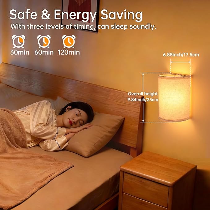 Adhesive Battery Operated Wall Sconce Set of 2, 6000 mAh Battery Rechargeable Bulb with 12 RGB Colors, Stick on Wall Sconce No Drill Wall Lights, Linen