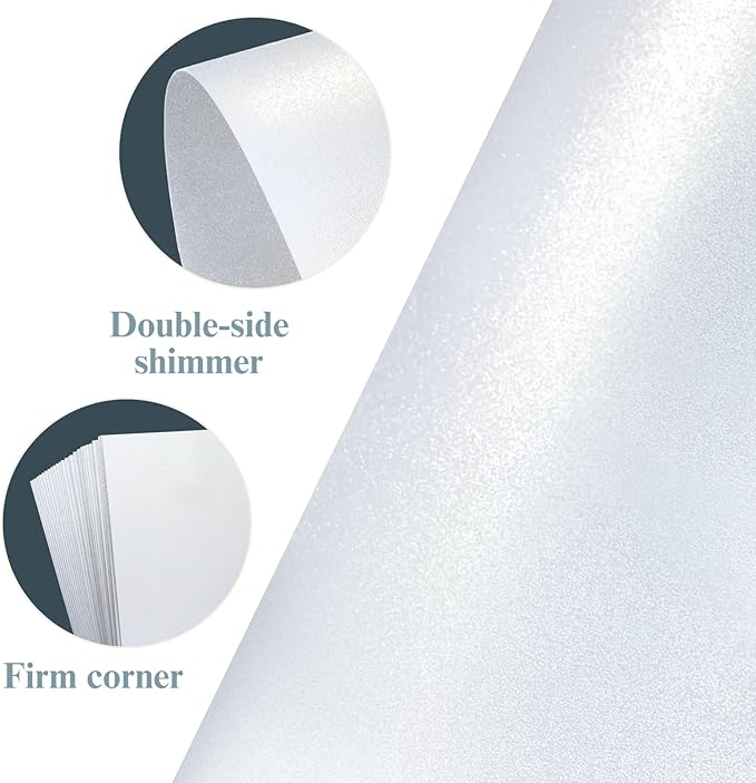 White Shimmer Blank Cards and Envelopes (Unfolded), Goefun Pearl 5x7 Flat Cardstock and A7 Envelopes Self Seal 100 Pack for Wedding, Invitations, DIY Greeting Cardstock, Thank You Cards & All Occasion