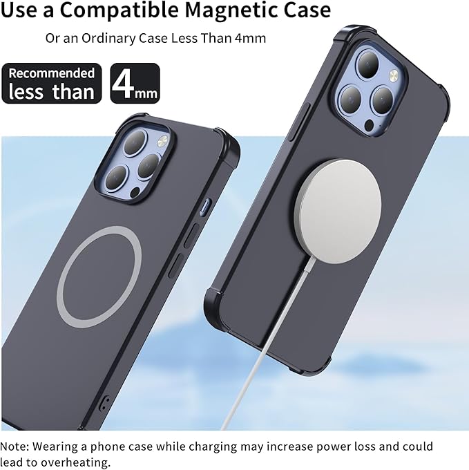 for MagSafe Charger 15W Magnetic Wireless Charging Pad for iPhone 17 16 15 14 13 12 Air Pro Max Plus mini/AirPods 2 3 Pro, Slim Portable Strong Magnet Quick Charger, USB-C/A Ports, Silver