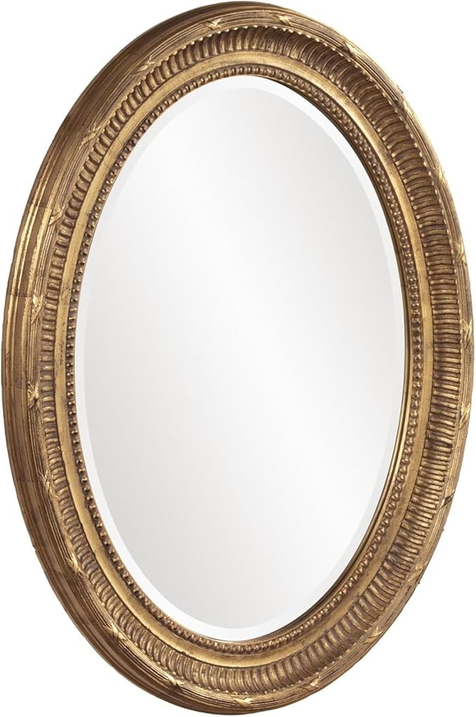 Howard Elliott Nero Oval Wall Hanging Mirror for Wall, Rich Country Gold Decorative Oval Mirror for Wall Vanity Mirror Perfect for Living Room, Bedroom & Home Decor, 26 x 34 Inch