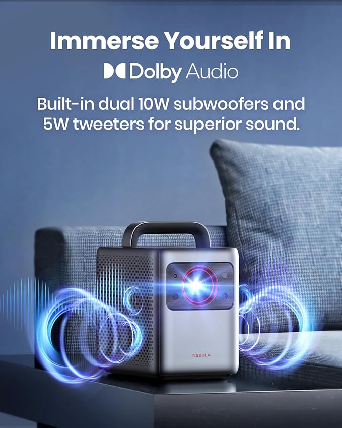 NEBULA Cosmos Laser 4K Projector, 2200 ANSI Lumens, Android TV with Dongle, Autofocus, Auto Keystone Correction, Screen Fit, Home Theater Projector with Wi-Fi & Bluetooth, for Office and Business Use