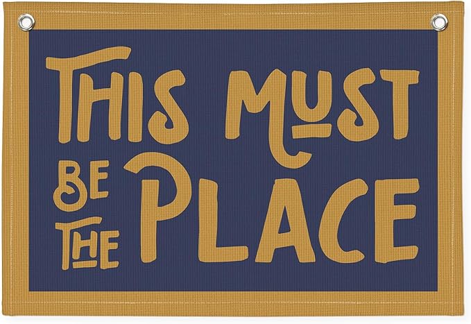 This Must Be The Place Canvas Banner, Vintage Retro Banner Wall Hanging Flag Decor for Home Classroom Playroom