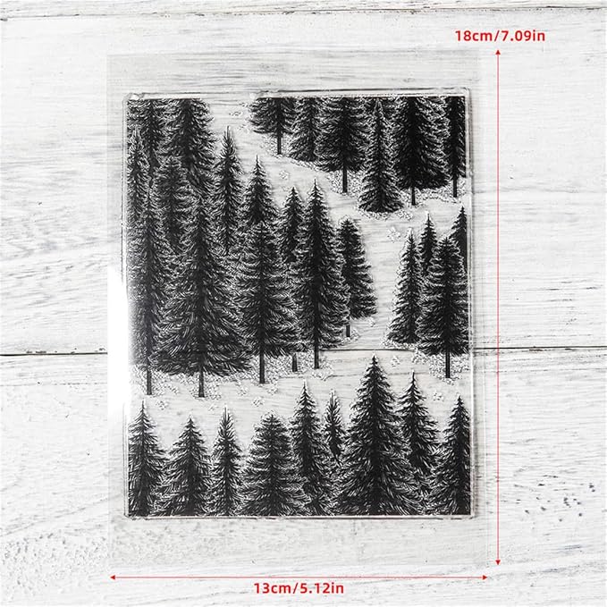 Forest Pine Trees Stamps and Cutting Dies for Card Making DIY Transparent Silicone Clear Stamp and Metal Die Cuts Sets for Scrapbooking Paper Greeting Cards Decor Seals Craft Supplies