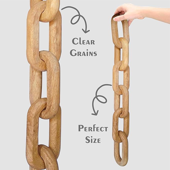ANONYO Boho Wooden Link Decor for Coffee Object for Coffee Table & Shelf Knot Sculpture, Farmhouse Rustic Shelf Natural Wood Chain Links for Living Room, Entryway, Console,Office Home Accent