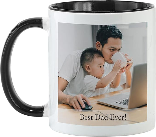 Let's Make Memories Personalized Photo Mug - Custom Coffee Mug - Your Photo & Text - For Any Occasion - Birthday - For Him - For Her - For Friend - Couples -11oz- Black Handle