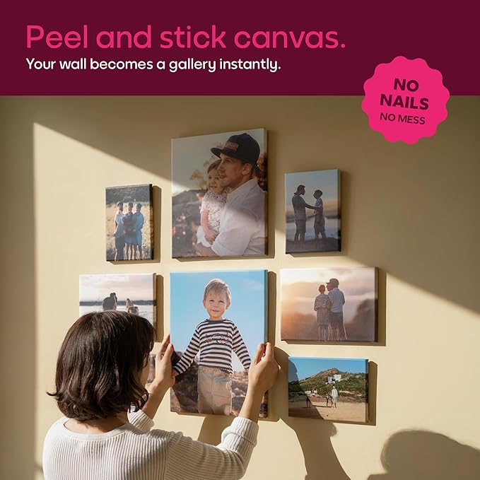 Mixtiles Custom Canvas With Your Photos – No-Nails, Magnetic Hanging System - Wall Frames, Personalized Prints, Perfect Home Decor Gift – 8×11 Single Tile